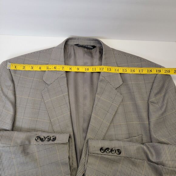 Stafford Mens Grey Check Dotted/Small Houndstooth Silk/Wool Blend Blazer 46L - Picture 10 of 16